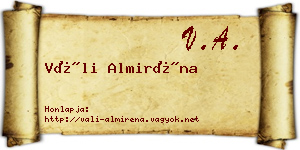 Váli Almiréna névjegykártya
